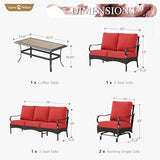 Sophia & William Patio Furniture Set, 5PCS Metal Outdoor Conversation Set with 3-Seater Outdoor Couch, 2 Sofa Chairs - Photo 7