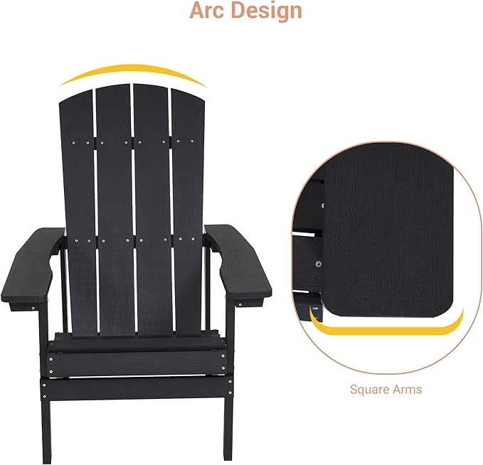 Adirondack Chairs, Plastic Adirondack Chairs Set of 4, All-Weather Resistant, Widely Used in Outdoor, Fire Pit, Deck, Outside, Garden