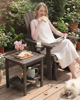 Kibaso-Adirondack Outdoor Side Table, 2-Tier HDPE Outdoor End Table, Weather Resistant Easy Maintenance - Photo 9