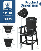 Ciokea Tall Adirondack Chairs Set of 4, HDPE Outdoor Adirondack Bar Stools with Double Connecting Tray - Photo 5