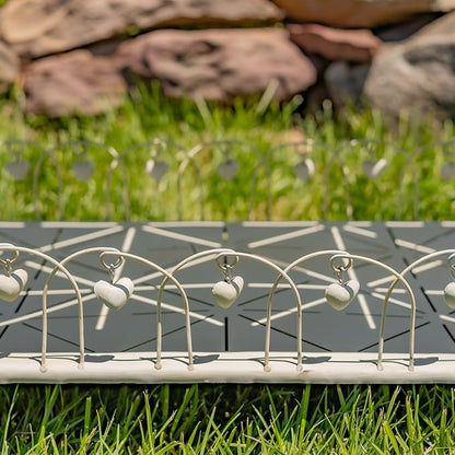Zaer Ltd. Vintage Style Metal Patio Furniture with Heart Design Accents, Outdoor/Indoor Decor (Distressed White, Coffee Table)