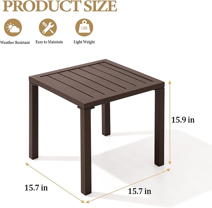 Crestlive Products Aluminum Outdoor Side Table Set of 2, Pool Lounge Chair Side Table - Photo 3