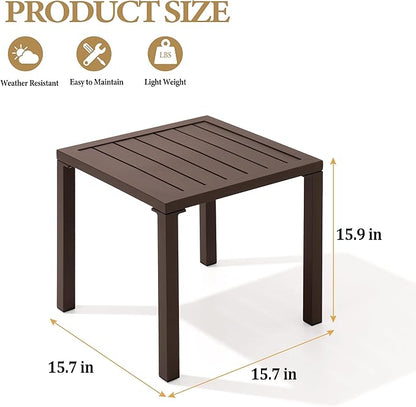 Crestlive Products Aluminum Outdoor Side Table Set of 2, Pool Lounge Chair Side Table, Weather Resistant Small Square Coffee End Table for Patio, Yard, Garden, Porch, Deck, Outdoor