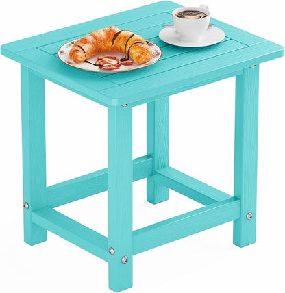 YEFU Outdoor Side Table for Patio: 16" HIPS Weather - Resistant Adirondack Tables - Waterproof Small Square End Tables for Backyard Living Room Bedroom - Indoor Outdoor Durable Table Aruba