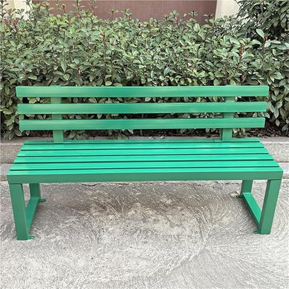 Outdoor Patio Benches, Garden Metal Bench with Backrest, Weatherproof Metal Garden Patio Bench, Bench Yard, Stadium, Scenic Area or Open-Air Seating(Green,100cm/39.4in)