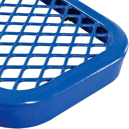 Global Industrial 8'L Heavy Duty Expanded Metal Mesh Flat Bench with Steel Frame, Portable Outdoor Bench, 1000 lbs Capacity, Blue, 96" L x 14-1/2"W x 18" H