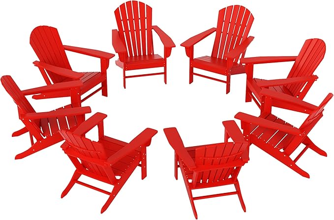 WestinTrends Dylan Outdoor Adirondack Chair (Set of 8), Red