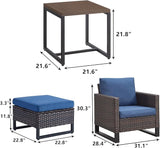 Rilyson Wicker Outdoor Patio Furniture Set - 5 Piece Patio Conversation Set with 2 Wicker Armrest Chairs - Photo 2