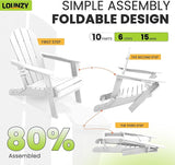 LOUNZY Folding Adirondack Chair Set of 6, HDPE All-Weather Folding Adirondack Chair with Cup Holders - Photo 4