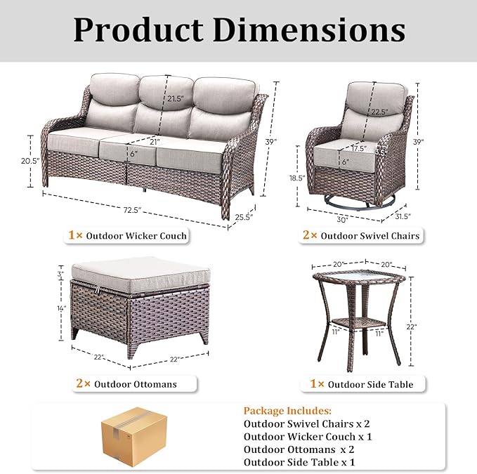 Luxury High Back Patio Furniture Set with 6-Inch Thick Cushions - Photo 9