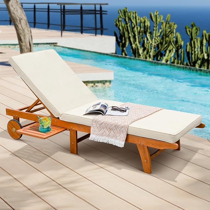 IDZO Upgraded Cushion Outdoor, 500lbs Capacity Patio Pool Loungers, Stackable and Foldable Design, Reclining Backrest - Photo 1