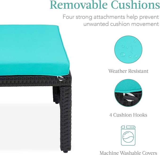 Best Choice Products Set of 2 Wicker Ottomans, Multipurpose Outdoor Furniture for Patio, Backyard, Additional Seating - Photo 7