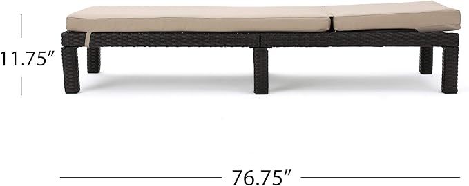 Christopher Knight Home Puerta Outdoor Wicker Chaise Lounges with Water Resistant Cushion, 2-Pcs Set, Dark Brown / Beige - Photo 4