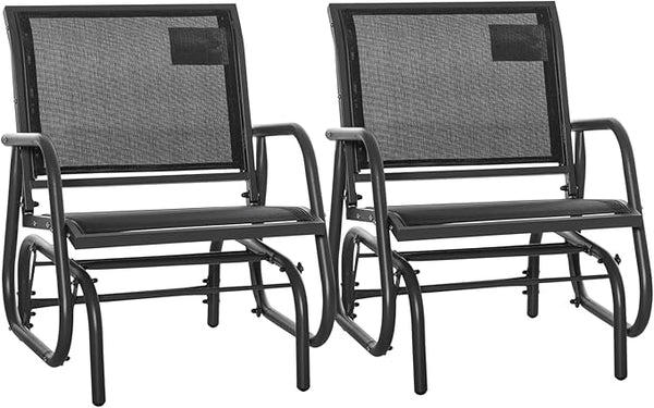 Outsunny Porch Glider Set of 2, Metal Frame Swing Glider Chair with Breathable Mesh Fabric - Photo 1