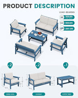 SERWALL HDPE Patio Furniture Set, 5 Piece All Weather Wood-Like Sectional Outdoor Furniture Set - Photo 2