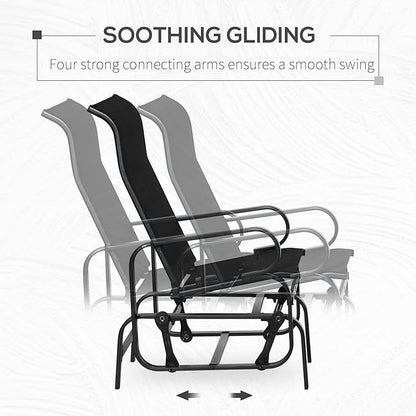 Outsunny Outdoor Glider Chair, Gliders for Outside Patio with Smooth Gliding Mechanism and Lightweight Construction for Backyard, Black