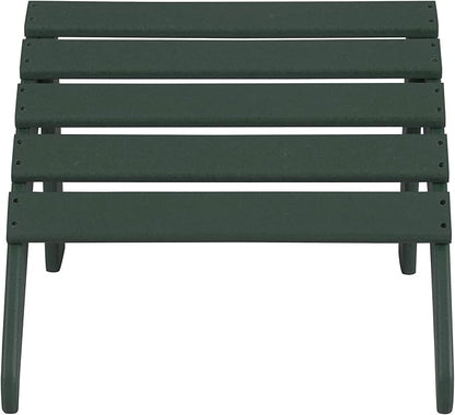 WO Home Furniture Adirondack Chair Outdoor Ottoman Set of 2 PCS Classic Patio Furniture (Dark Green)
