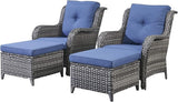 Rilyson Wicker Patio Furniture Set - 4 Piece Rattan Outdoor Sectional Conversation Sets with 2 Chairs and 2 Ottomans - Photo 1