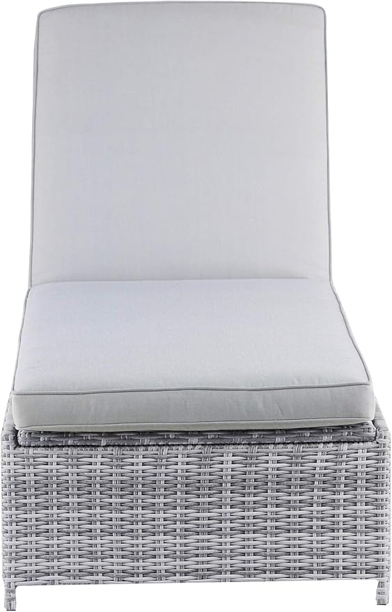 Elle Decor Vallauris Patio Outdoor Furniture Collection, Premium All Weather Wicker, Storage Chaise Lounge, Gray - Photo 4