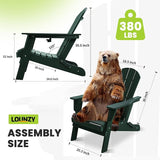 LOUNZY Folding Adirondack Chair Set of 2, Green - Photo 3