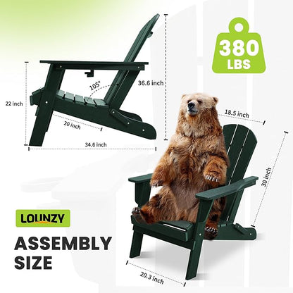 LOUNZY Folding Adirondack Chair Set of 2, Green