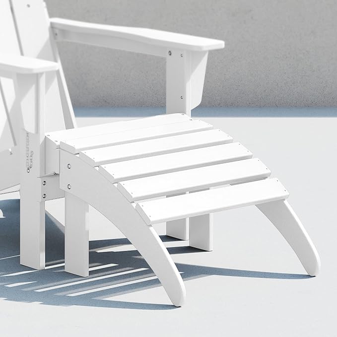 Costaelm Adirondack Chair Footrest Foldable Ottoman, Folding Ottoman Outdoor Foot Rest for Patio Waterproof, Adirondack Ottoman Outdoor, White