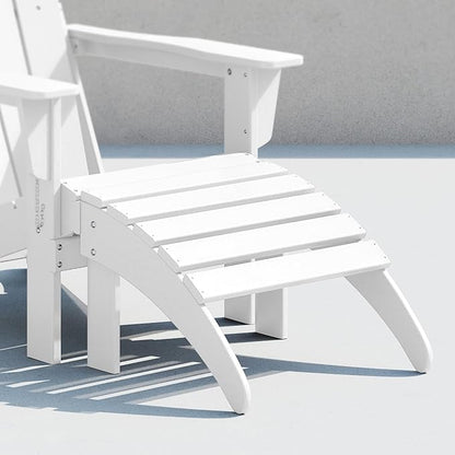 Costaelm Adirondack Chair Footrest Foldable Ottoman, Folding Ottoman Outdoor Foot Rest for Patio Waterproof, Adirondack Ottoman Outdoor, White