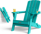Folding Adirondack Chair with Wood Texture, Plastic Adirondack Chairs with 2 Cup Holder - Photo 7
