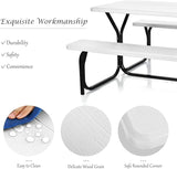 Giantex Picnic Table Bench Set Outdoor Camping All Weather Metal Base Wood-Like Texture Backyard Poolside Dining Party - Photo 4