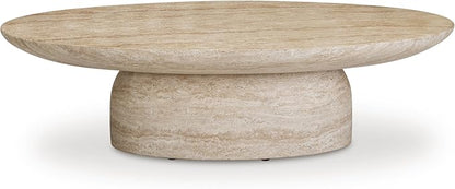 Tov Furniture Sonia Faux Travertine Indoor/Outdoor Concrete Coffee Table