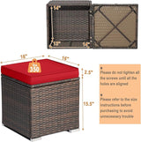 RELAX4LIFE Wicker Outdoor Storage Ottoman, 2-Piece Rattan Footstool w/Removable Cushion - Photo 3