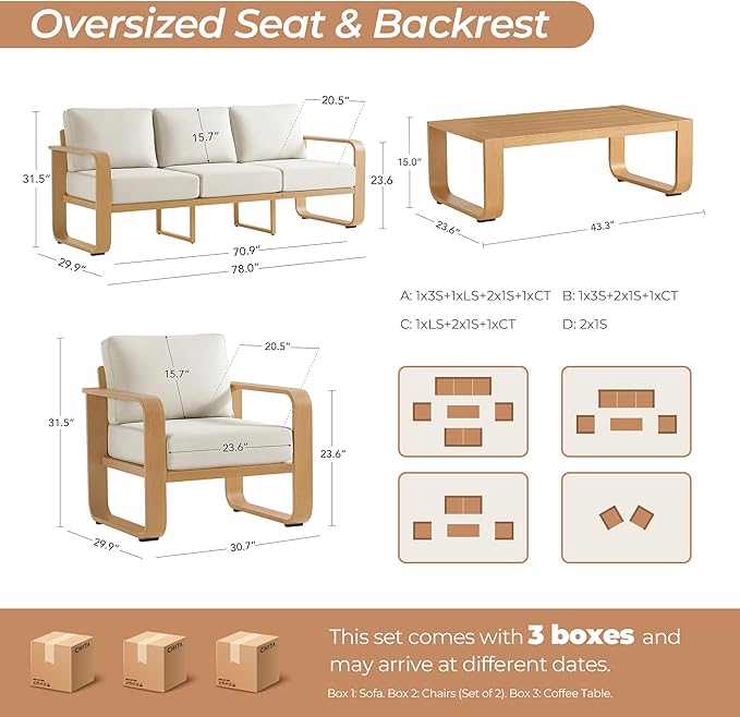CHITA Outdoor Furniture Set 4 Piece - Photo 7