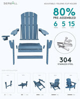 SERWALL 5-Piece Adirondack Chair and Ottoman and Table Set - Photo 7
