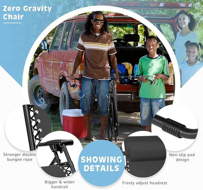 Devoko Patio Zero Gravity Chair Outdoor Folding Recliner Chairs with Table Pool Side Using Lawn Chair Sets with Pillow (Black)
