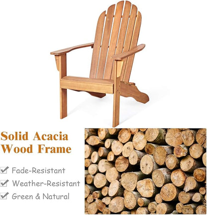 Giantex Adirondack Chairs with Table, 3PCS Wooden W/Two Lounger Chairs with One Side Table for Yard, Patio, Garden, Poolside and Balcony Outdoor& Indoor Adirondack Chairs with Table Set