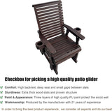 Fortune Candy Wooden Patio Glider for One Person, with High Backrest and Deep Contoured Seat, Solid Fir Wood - Photo 3