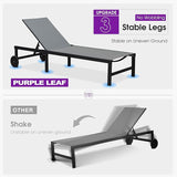 PURPLE LEAF Outdoor Chaise Lounge Chairs Set Recliner Adjustable Chair with Wheels and Table for Poolside Beach Patio - Photo 3