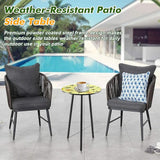Metal Outdoor Side Tables Set of Two Small Outside Round End Table for Patio Modern Accent Garden Corner Table for - Photo 6