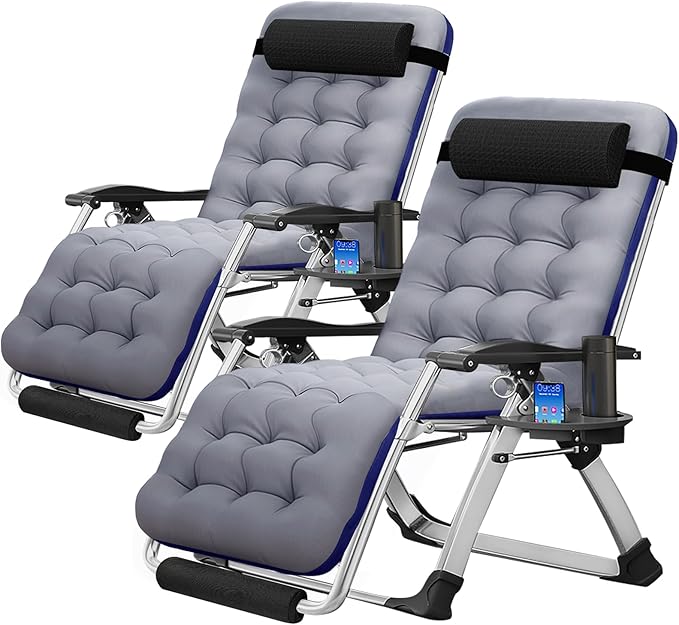 MOPHOTO Zero Gravity Chair Oversize, Outdoor Padded Lounge Chair with Side Table, Zero Gravity Recliner Chair, Outdoor Reclining Chair, Sturdy & Comfortable, Supports up to 440lbs