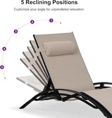 PURPLE LEAF Patio Oversized Chaise Lounge Chair Set with Side Table Pool Adjustable Recliner Chairs for Outside Beach - Photo 6