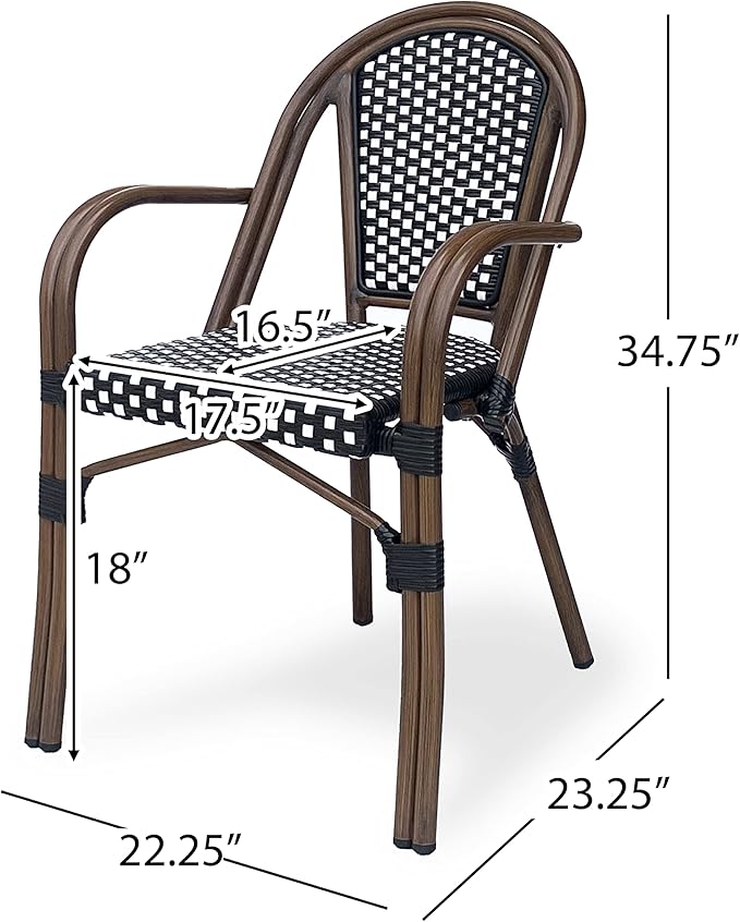 Christopher Knight Home Brianna Bistro Chairs, Black + White + Brown Wood - Photo 3