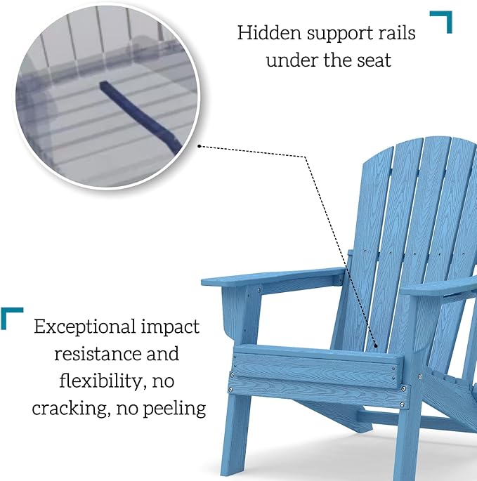 Folding Adirondack Chair Set of 4，Wooden Textured Fire Pit Chair with Cup Holder, Heavy All-Weather HDPE Plastic Outdoor Patio Chairs for Poolside Backyard Patio Outdoor Garden