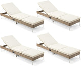 HOMREST Outdoor Chaise Lounge Chair Set of 4, Patio Wicker Lounge Chairs with Adjustable Backrest - Photo 1