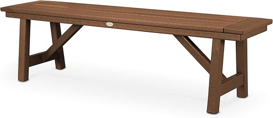 POLYWOOD Rustic Farmhouse 60" Backless Bench in Teak