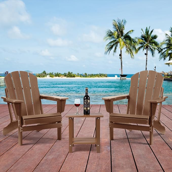 Adirondack Outdoor Side Table, 2-Tier Sturdy Patio End Table Weather Resistant, 16.5" Solid Side Table for Patio, Pool - Photo 6