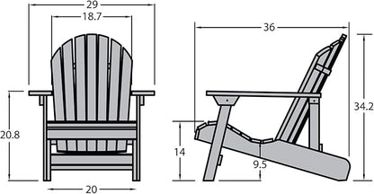 highwood AD-KITCHL5-RED Hamilton Folding & Reclining Adirondack Chair with Ottman and Cup Holder, Rustic Red