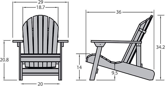 highwood AD-KITCHL5-FBE Hamilton Folding & Reclining Adirondack Chair with Ottman and Cup Holder, Federal Blue