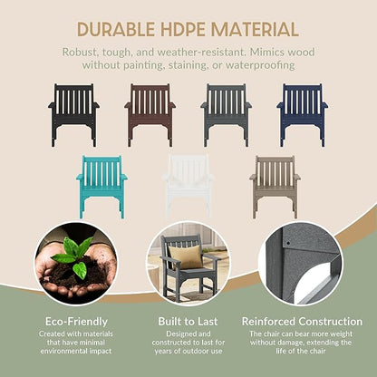 WestinTrends Malibu Outdoor Patio HDPE Adirondack Dining Arm Chair, Gray