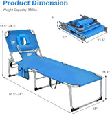 GYMAX Tanning Chair, Beach Lounge Chair with Face Hole, 5 Level Adjustable Backrest, Removable Pillow & Carry Handle - Photo 2