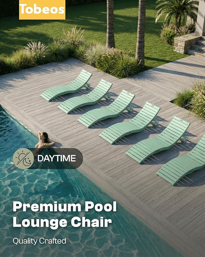 Pre-Assembled Folding in-Pool Lounge Chair, HDPE Outdoor Chaise Lounge with Cup Holder, Pool Lounge Chair for Poolside - Photo 8